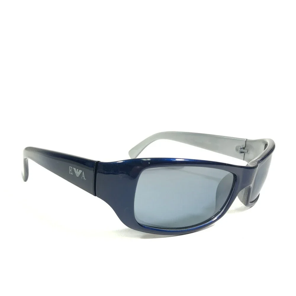 Emporio Armani Sunglasses 705-S 777/53 Blue Silver Rectangular with Blue Lenses